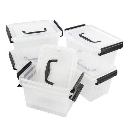 Sosody 3.5 L Small Lidded Storage Latch Box, Clear Plastic Storage Box, 6 Packs