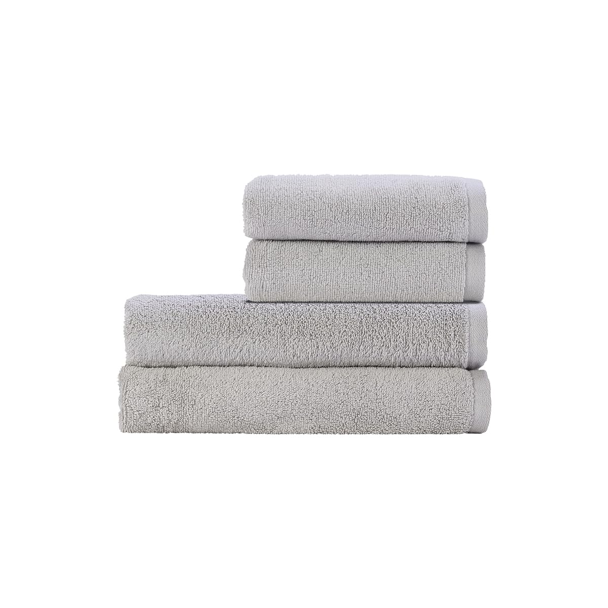 Christy Cirrus Quick Dry Towel Set | 4 Pieces | 2 Hand 2 Bath | Super Soft and Fluffy | Lightweight Bathroom Shower Towels | 100% Cotton | Cloud Grey