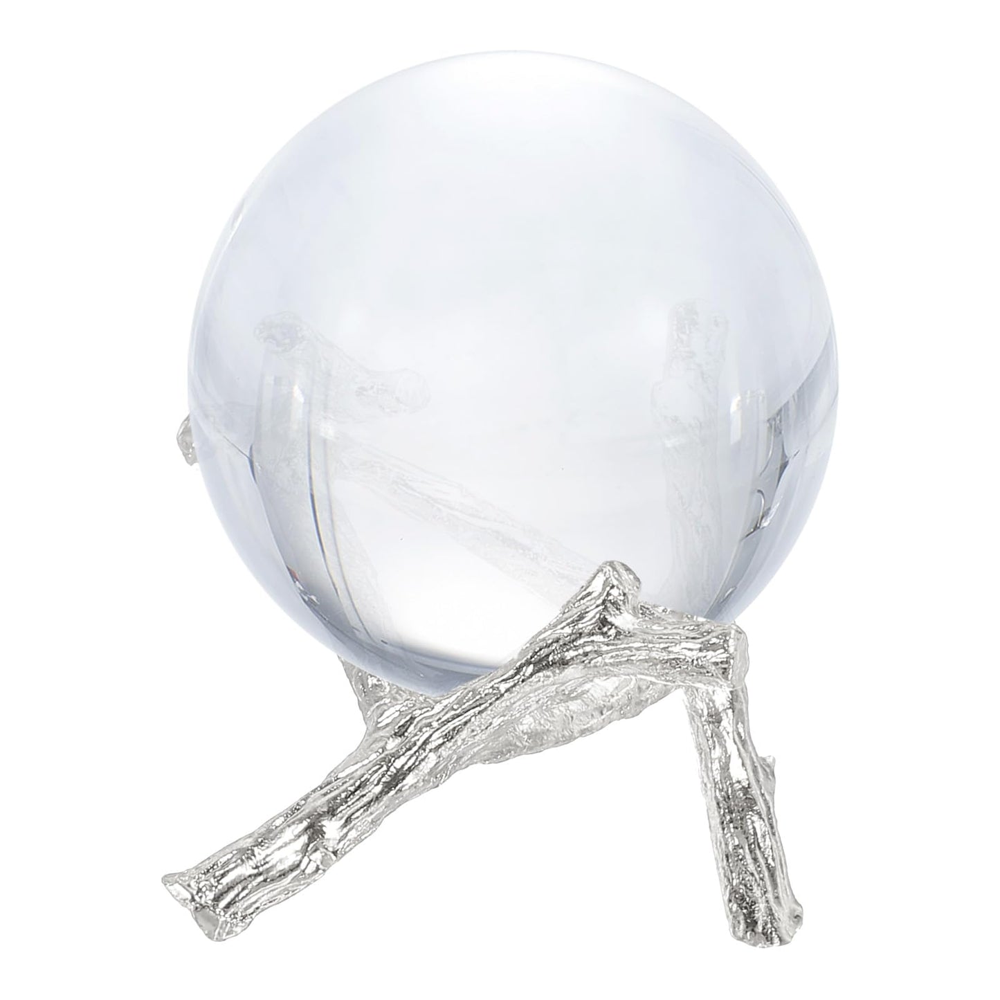 sourcing map Metal Crystal Sphere Holder, 2.2" Dia Ball Display Stand Quartz Ball Orb Holder for Glass Home Decor, Tripod Stand, White