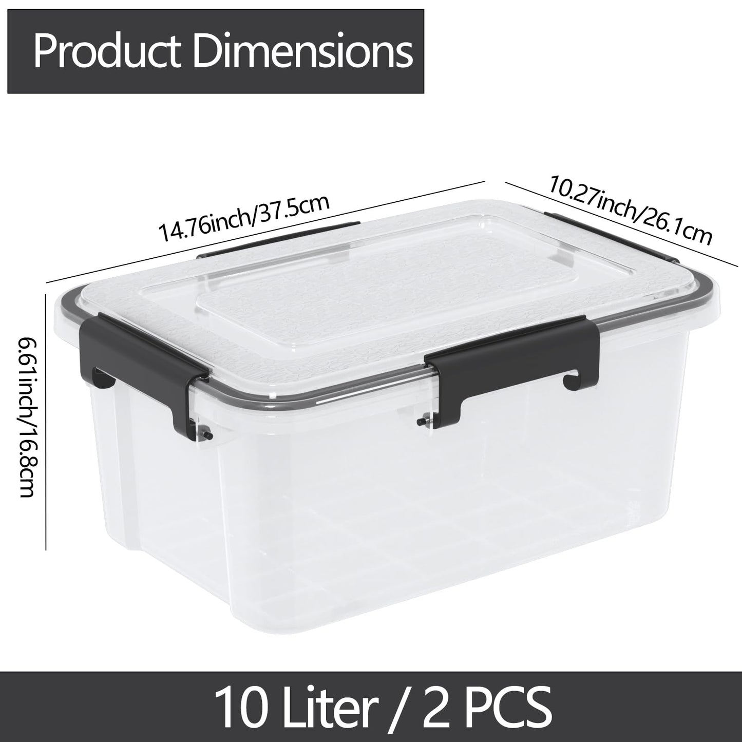 Zopnny 2 Pack 10L Food Storage Containers with Leakproof Lids
