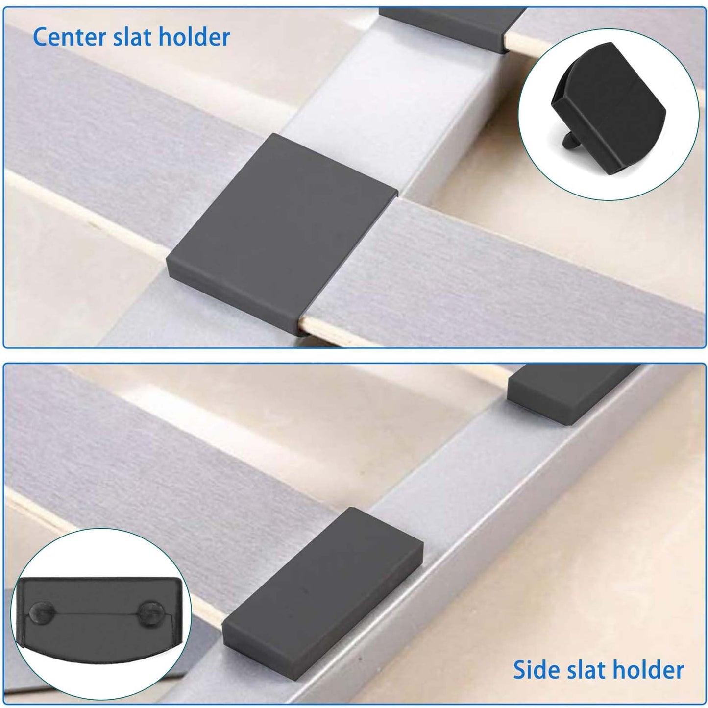 ANBOO Set of Slats Brackets, 24 End Caps and 12 Center Brackets, Plastic Replacement Caps, 53-55mm