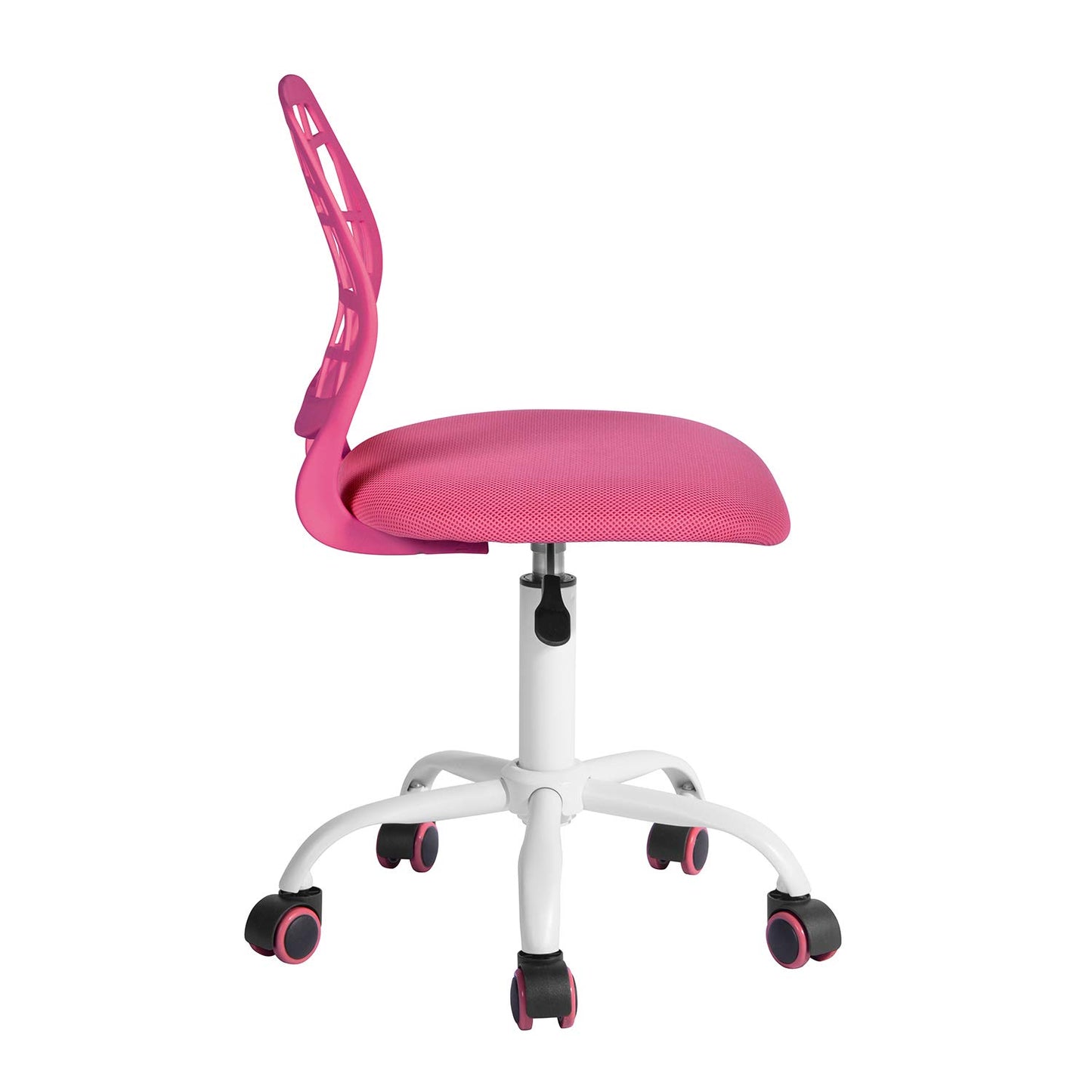 FurnitureR Compact Gaming Chair, PP Hollow Backrest, Adjustable Height, Ergonomic Swivel Foam Seat, 5 Wheels Iron Base, for Reading, Drawing, Gaming