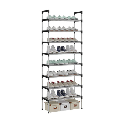 AcornFort® S-5 8 Tiers 24 Pairs Small Shoe Storage Rack Organiser Shelf Hold Stand Silver
