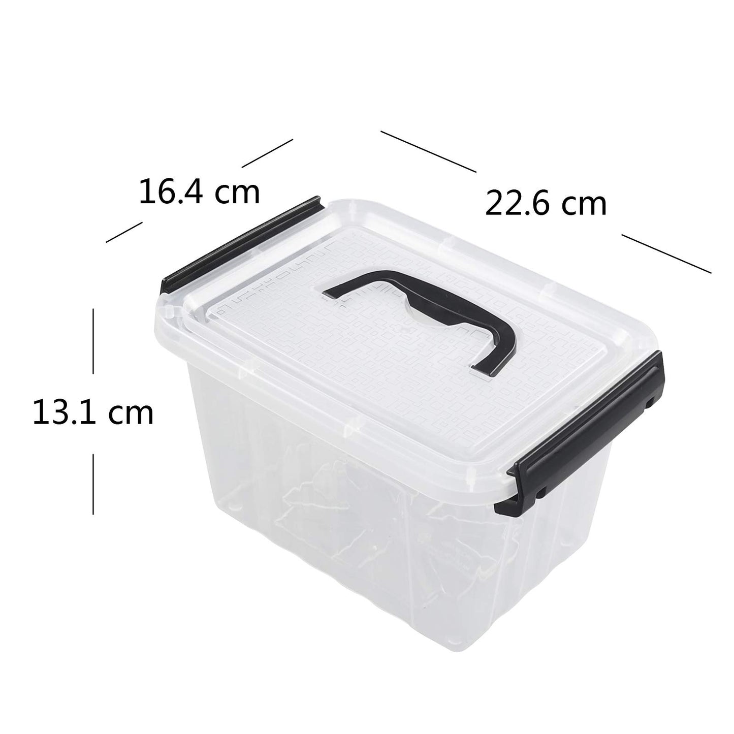 Sosody 3.5 L Small Lidded Storage Latch Box, Clear Plastic Storage Box, 6 Packs
