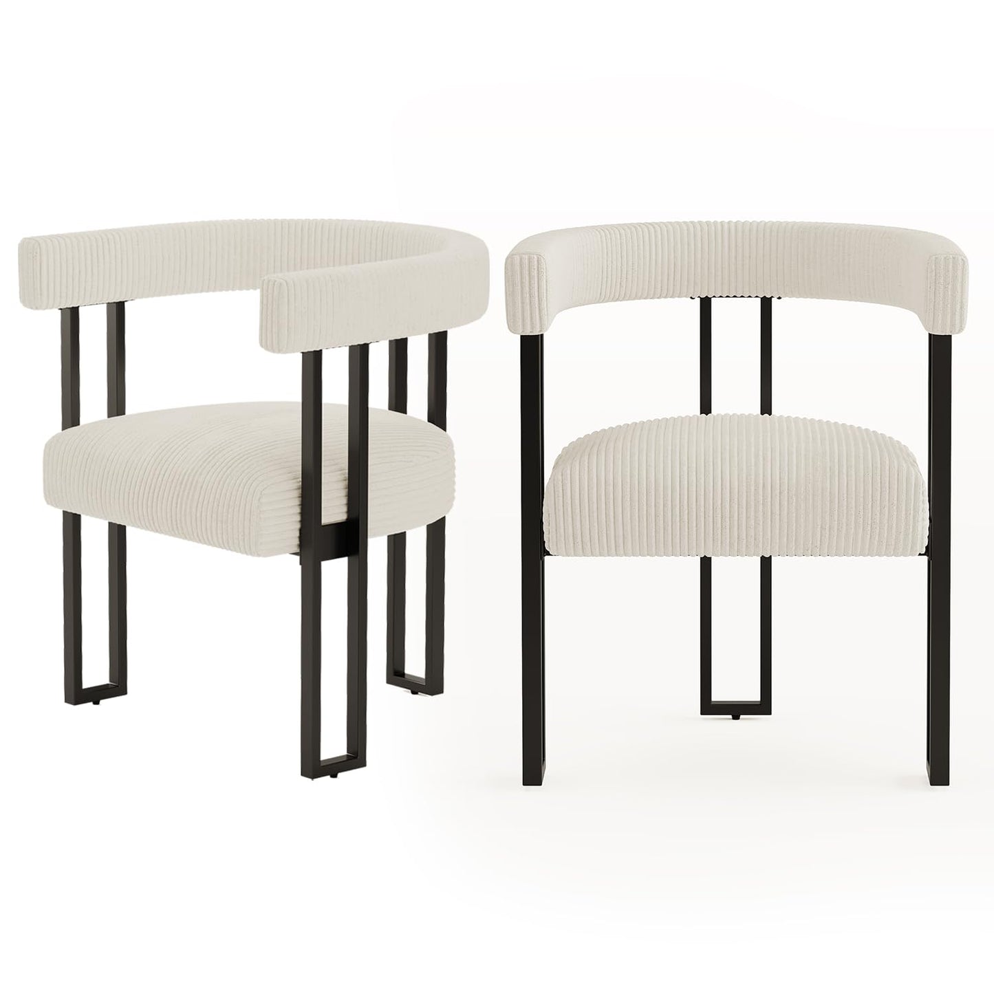 YEEFY Boucle Upholstered Dining Chairs Set of 2 Corduroy Kitchen & Dining Room Chairs with Metal Legs Mid Century Modern Chairs for Dining Room