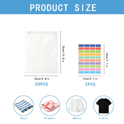 Hexizexi 50 Pcs Ziplock Bags for Clothes 25x35 cm