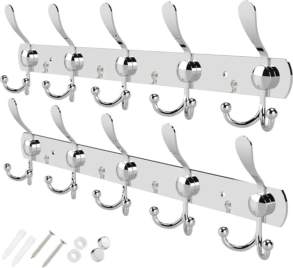 GlazieVault Coat Hooks for Wall - Stainless Steel Coat Racks 2 Pack - Heavy Duty Coat Hook Wall Mounted