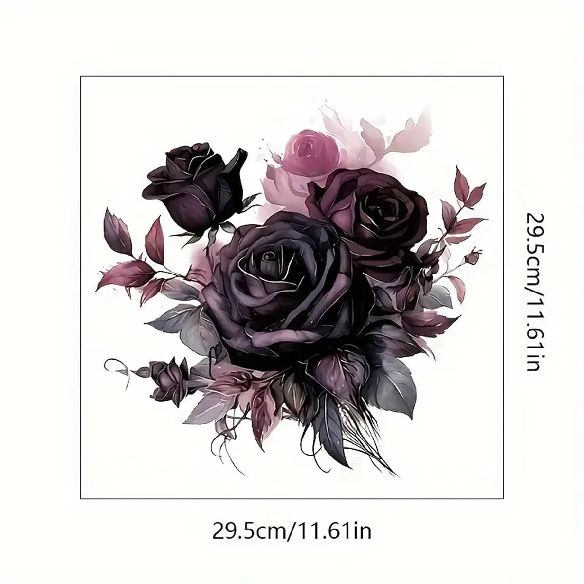TOLOVIS Dark Rose Toilet Cover Sticker Decals,Flower leaf bird Waterproof Toilet Lid Tank Seat Decals Cistern Self-Adhesive Bathroom Wall Sticker