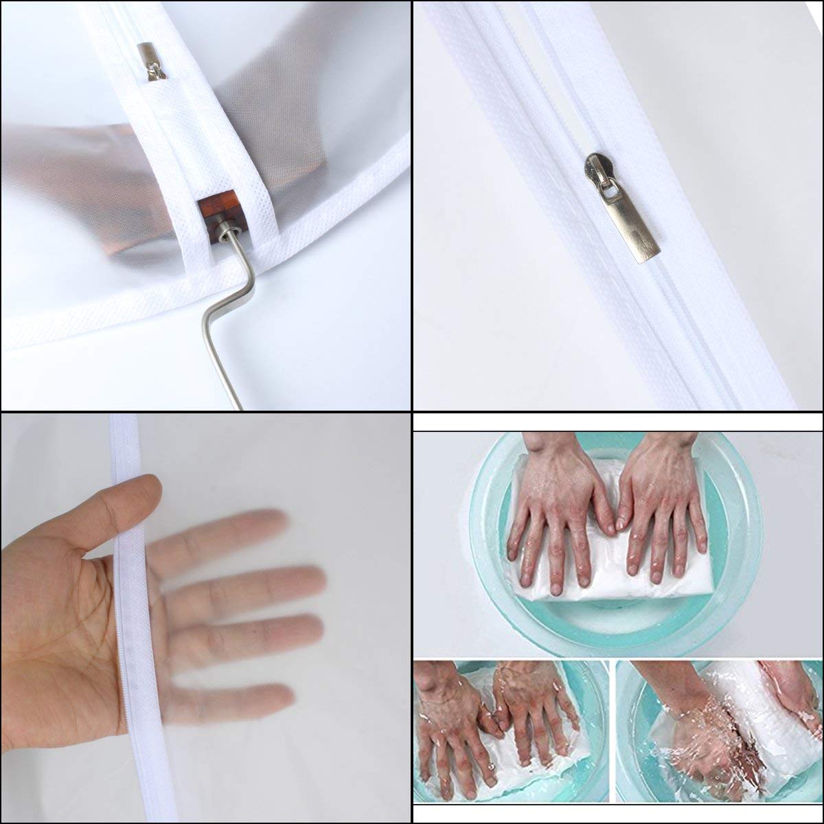 HomeClean Garment Bag Clear 60 x 100cm(24'' x 40'') Suit Bag Moth Proof Garment Bags White Breathable Full Zipper Dust Cover for Suit Dance Clothes