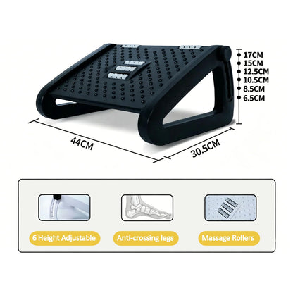 Adjustable Foot Rest Under Desk, 6-Height Adjustable Roll Massage Function