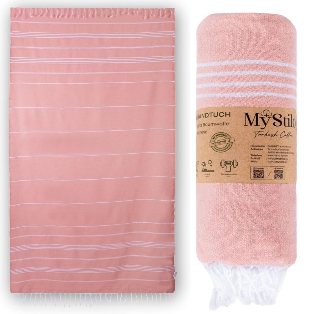 MyStilo 100% Recycled Cotton Hammam Towel - Sustainable and Natural - Sauna Towel, Beach Towel, Shower Towel, Bath Towel, Yoga Towel - Petrol