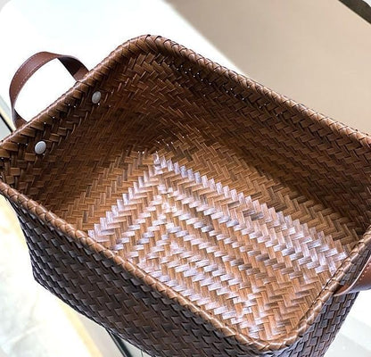 Uwenkjie woven storage basket、large wicker storage baskets、baskets for shelves、dirty clothes basket 4-piece set size: 38x26x25
