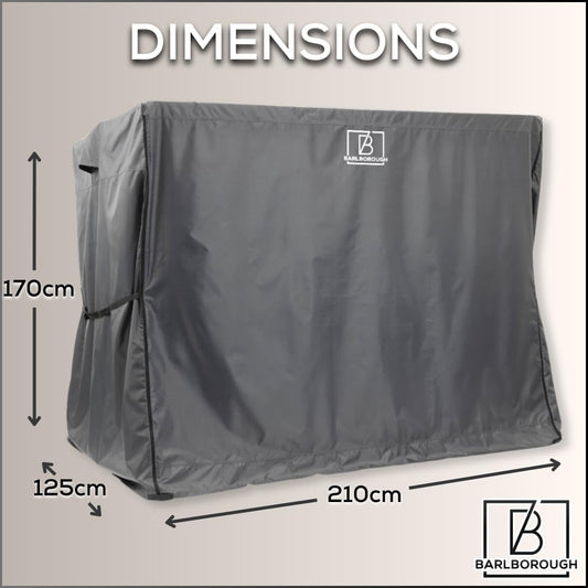 Barlborough Garden Swing Cover | 3 Seater Waterproof Wind Resistant Large Outdoor Garden Swing Seat Cover with Air Vents and Zips | 210cm x 170cm x