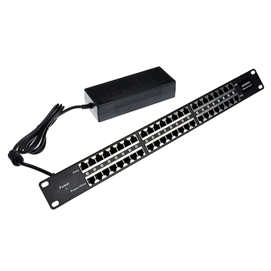 ZHANGQING PoE Injector with 24-Port, 24V 120W Power Supply, 10/100 Mbps Data Rate, for 24V Passive/Ubiquiti/Mikrotik Device & Features a 19-Inch Rack