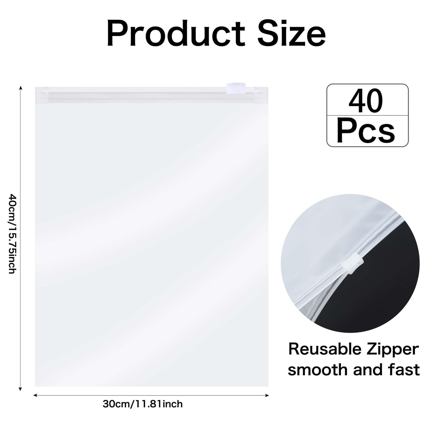 30Pcs Large Ziplock Bags for Clothes - 40x30cm Plastic Storage Bags, Reusable Hospital Bag Organizer, Waterproof & Dustproof Travel Bags for Shoes