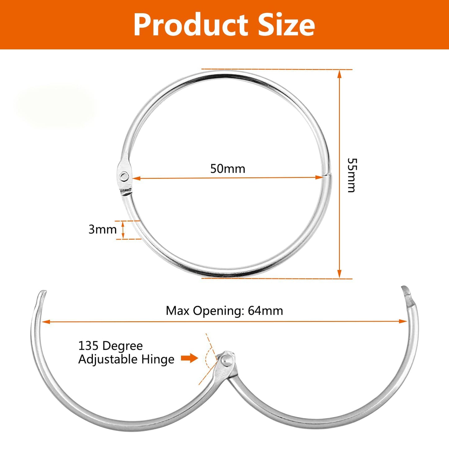 Curtain Rings,20 Pieces Black Shower Curtain Rings Rustproof Metal Shower Curtain Hooks Smoothly Round Shower Rings Curtain Rings Metal for