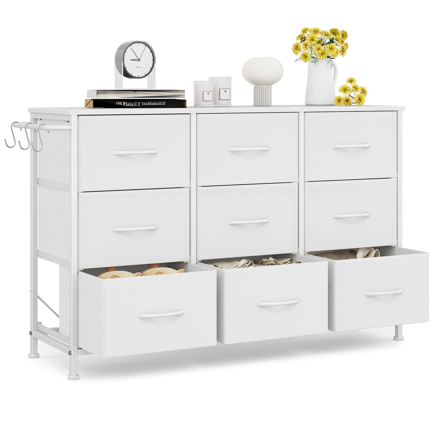 Modern Chest of Drawers 9-Drawer Storage Unit Bedroom White(100x30x65cm)
