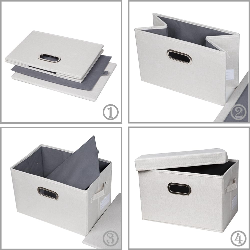 Prandom Storage Boxes with Lids Large,43x30x30cm,Beige[1-Pack]