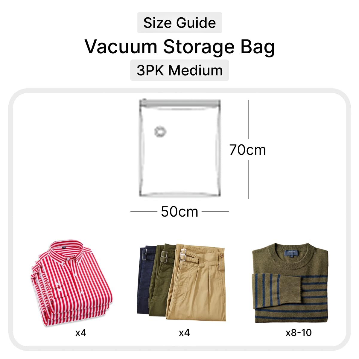 DOMIRA Vacuum Storage Bags – Space Saver Bags For Clothes, Duvets, Travel – Airtight Compression Seal – Reusable, Heavy Duty Vacuum Bags (Medium, 3PK)
