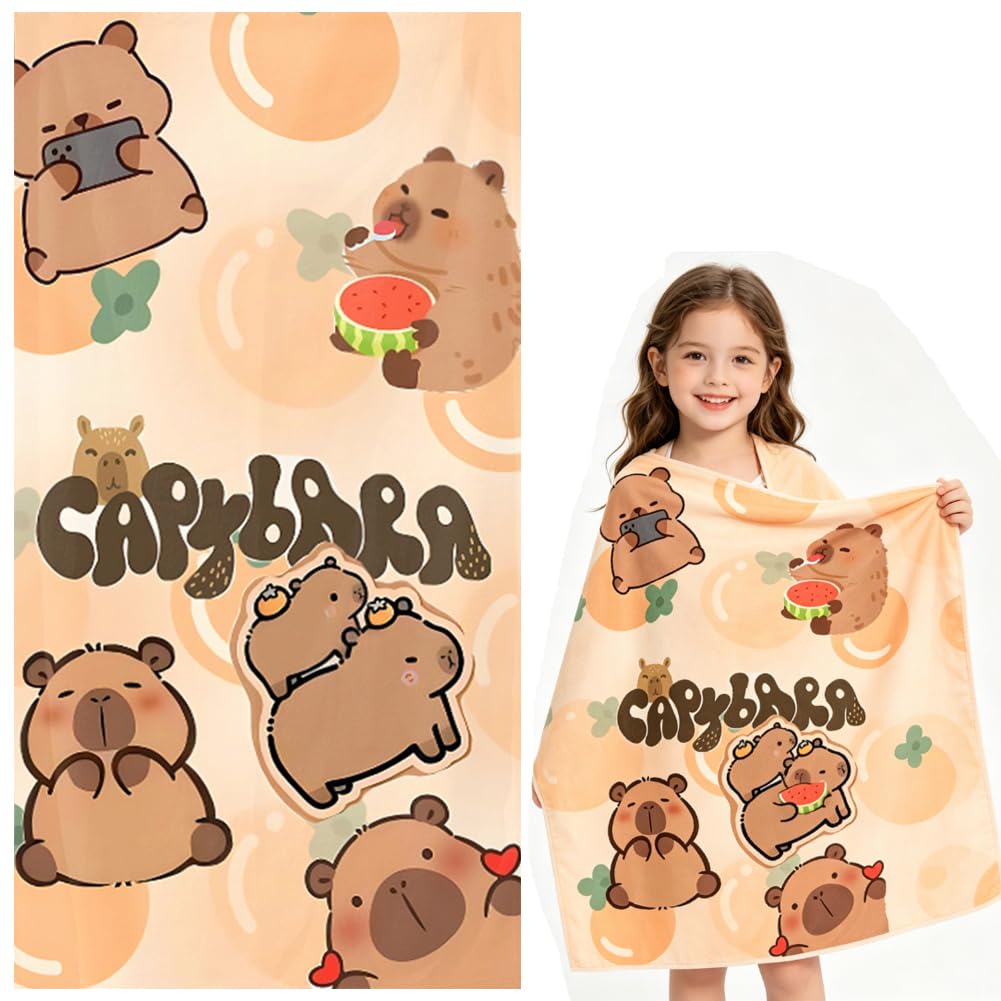 Capybara Beach Towel, Quick Dry Towels Microfibre Beach Towel Capybara Bath Towels Lightweight Swimming Towel Beach Blanket PoolTowel Printed Beach