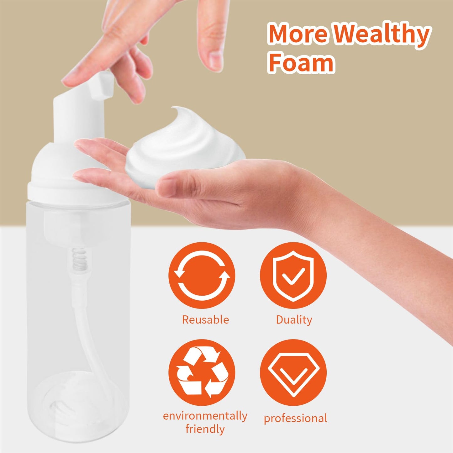 TTQiAnJ 8 Pcs 60ml Foam dispenser bottle,White Travel Empty Plastic Refillable Foam Pump Bottle,for Cleaning,Travel,Makeup