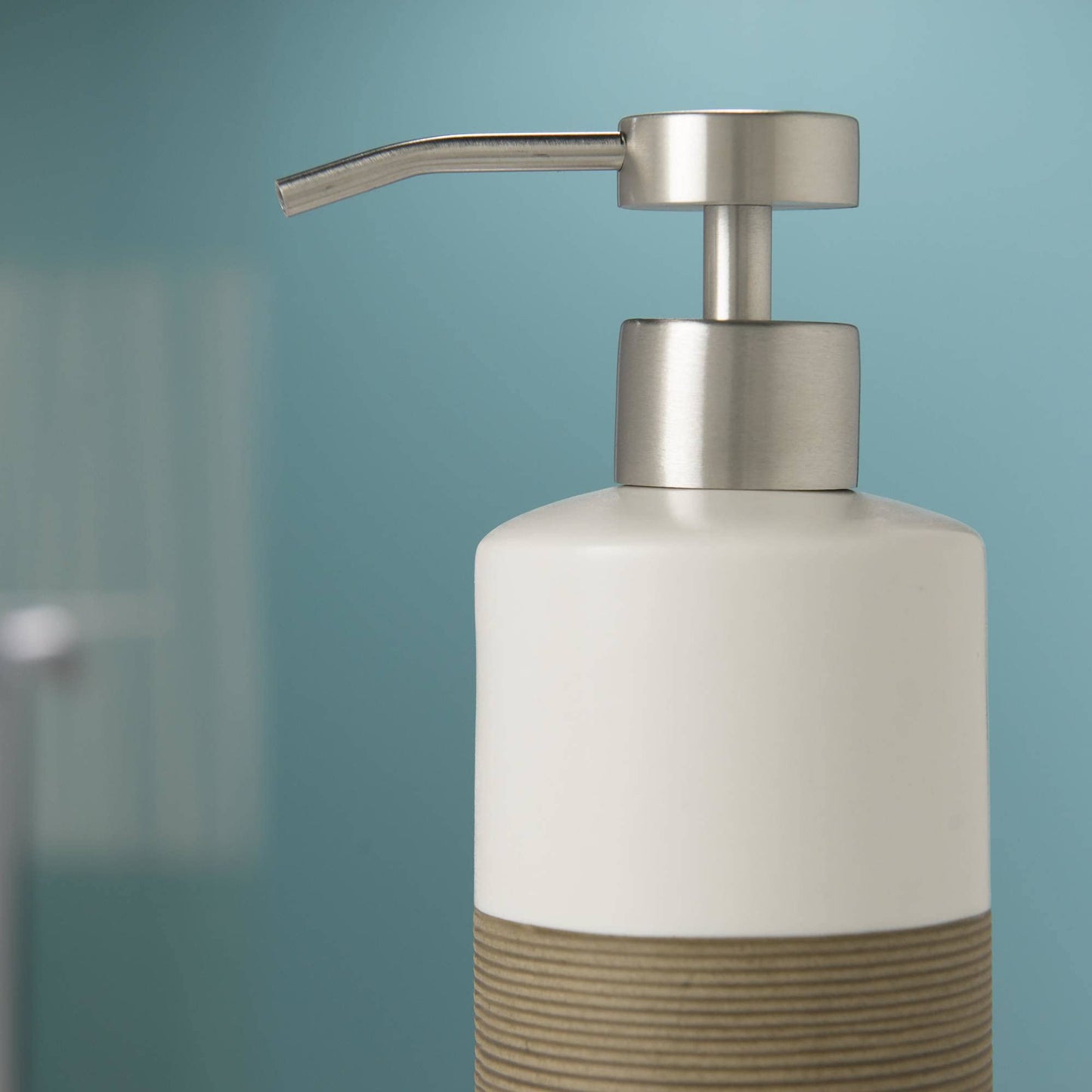 Sealskin Doppio Soap Dispenser, Porcelain, Sand, 8.5 x 18 x 6.7 cm