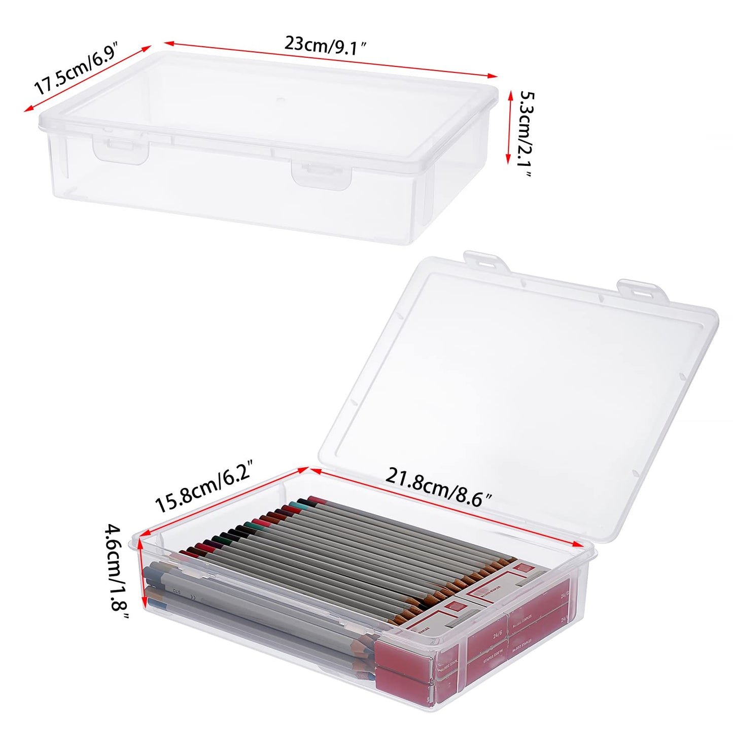 BTSKY Clear Plastic Storage Box with Flap Lid, Multipurpose Craft Organizers and Storage Box Art Supply Storage Organizer Plastic Sewing Box for