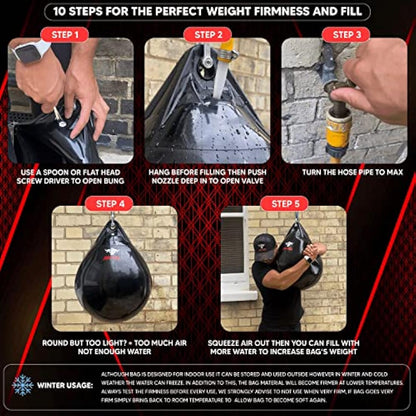 Bull Doza Fight Wear Pro Water Punch Bag - Heavy Durable Waterproof - Three Sizes