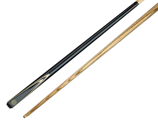 BCE Unisex FF200-2 Piece Ash Snooker Cue ? 57" (145cm), Black Butt & Natural Wood Shaft - with Soft Case