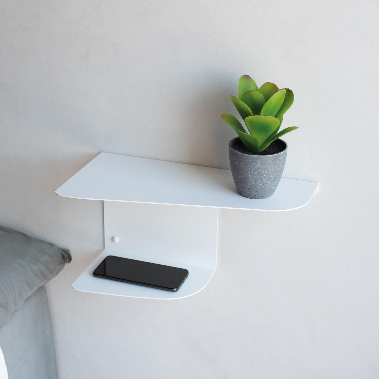 MILUKA Narrow Bedside Table Set of 2 | Minimalist White Nightstands 40 X 20 cm | Two-Shelf Modern Design