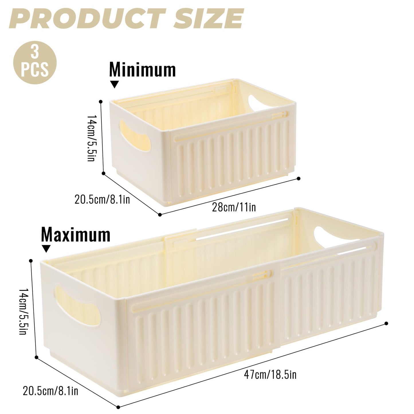 ZLLkeji Plastic Storage Baskets adjustable Cupboard Organizer Basket Storage Bin for Kitchen, Cupboard, Office, Bathroom