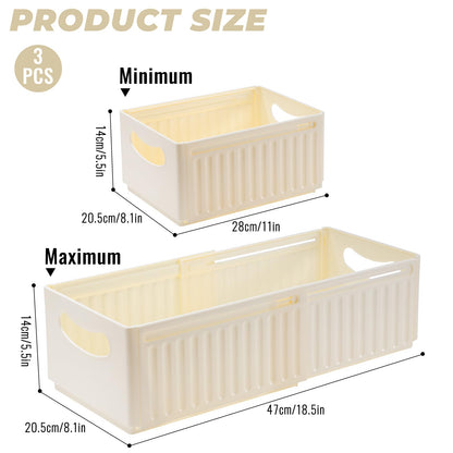 ZLLkeji Plastic Storage Baskets adjustable Cupboard Organizer Basket Storage Bin for Kitchen, Cupboard, Office, Bathroom
