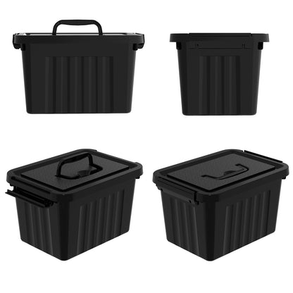 Tyminin 7L Plastic Storage Box with Lids and Handle, Black Storage Containers Use for Home, office, Kitchen and Goods Pack of 6