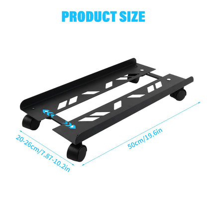 Fangehong PC Stand, Adjustable Mobile CPU Stand, Black 49×19.5-25cm
