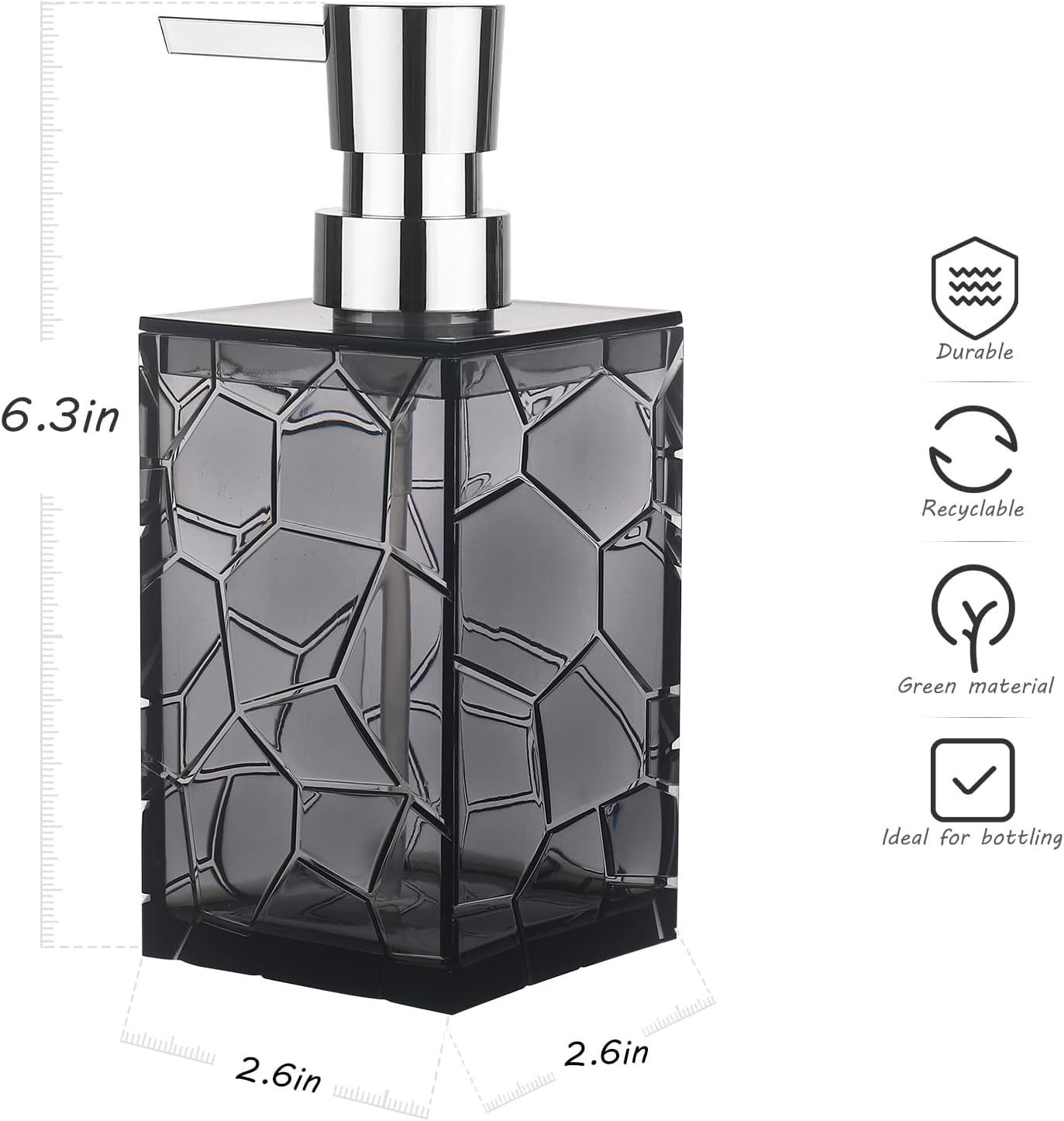 2 Pack Hand Soap Dispenser Set, Clear Acrylic Plastic Liquid Pump Bottles Refillable Lotion Dispenser for Bathroom Decor Kitchen College Dorm (Gray)