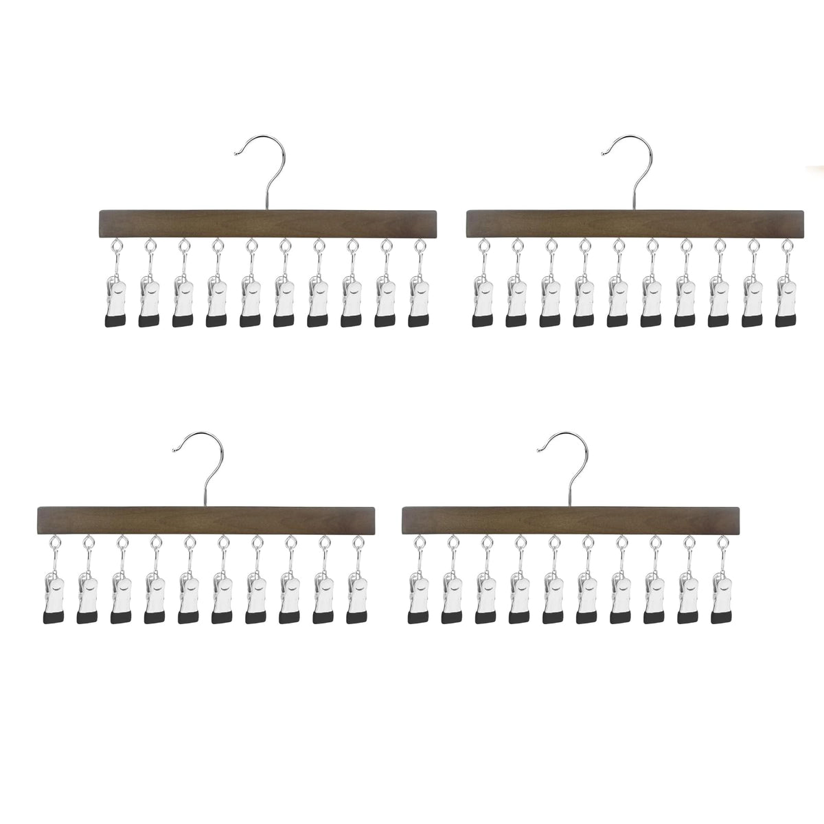 LMSAWK 4 Pack Hat Organizer Hanger, Legging Organizer for Closet, 20 Clips 360° Revolve Wooden Hanger for Socks, Face Mask, Towels, Baby Clothes