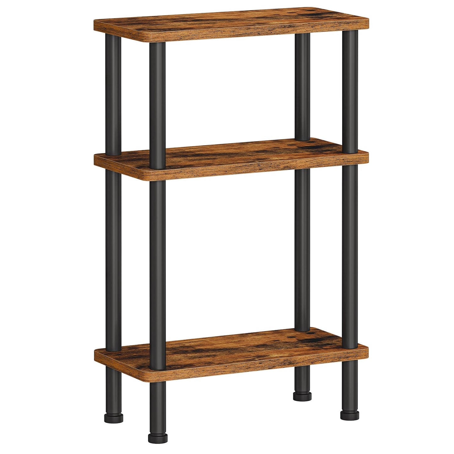 HOOBRO 3-Tier Slim Side Table, Narrow Sofa Table, Industrial Bedside Table for Small Space, Counter-Twist Assembly, No Tools Needed, for Living Room