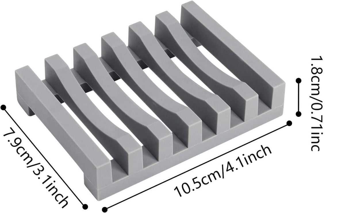 Topsky 2 Pack Silicone Soap Dish with Self-emptying Drainage Grey