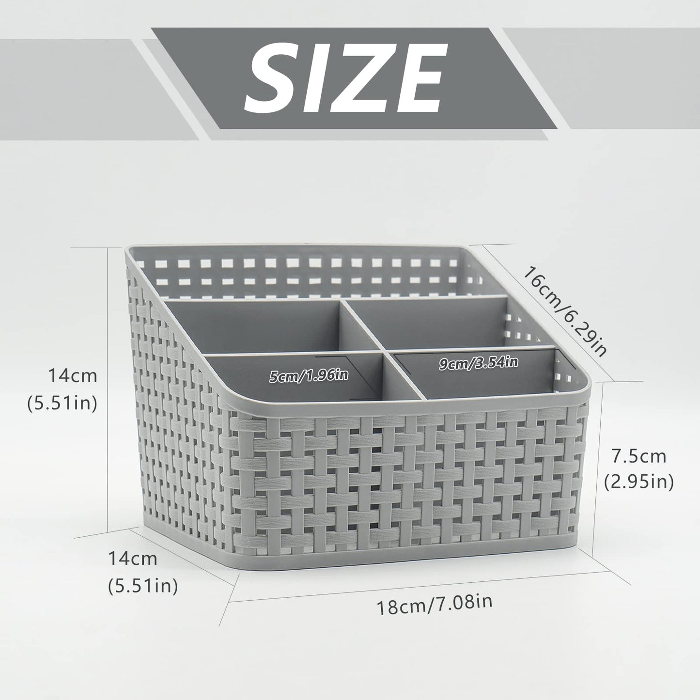 Fai Top 5 Grid Plastic Storage Basket Grey