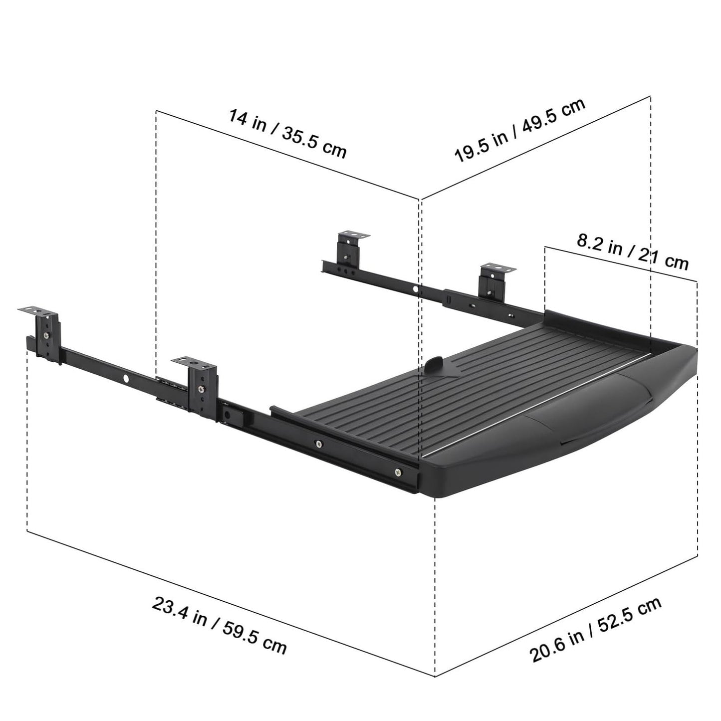 Sewroro Keyboard Tray Under Desk Pull Out Keyboard and Mouse Tray Slide-Out Platform Computer Drawer for Typing Keyboard Drawer Tray for Home Office