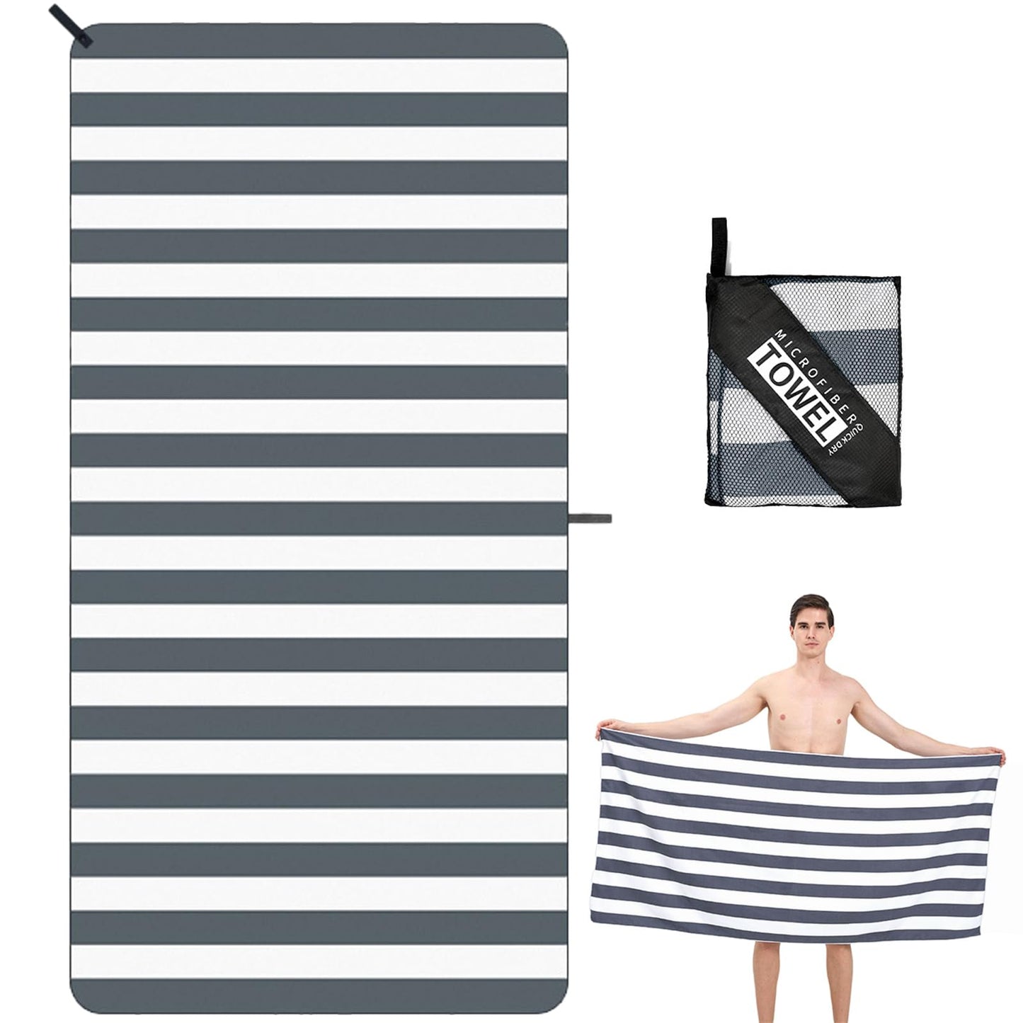 DDUP Microfibre Beach Towel, 160x80cm Extra Large Sand Free Beach Towels for Adults,Soft and Lightweight Travel Towel,Double Sided Quick Dry Super