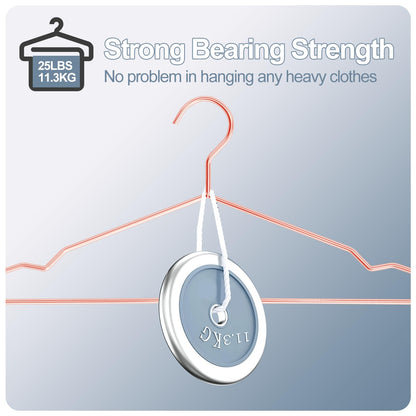 SPECILITE 42cm Rose Gold Metal Hangers Bulk 30 Pack with Notches for Standard Size Coats, Shirts, Suits, Pants, Heavy Duty,Space Saving