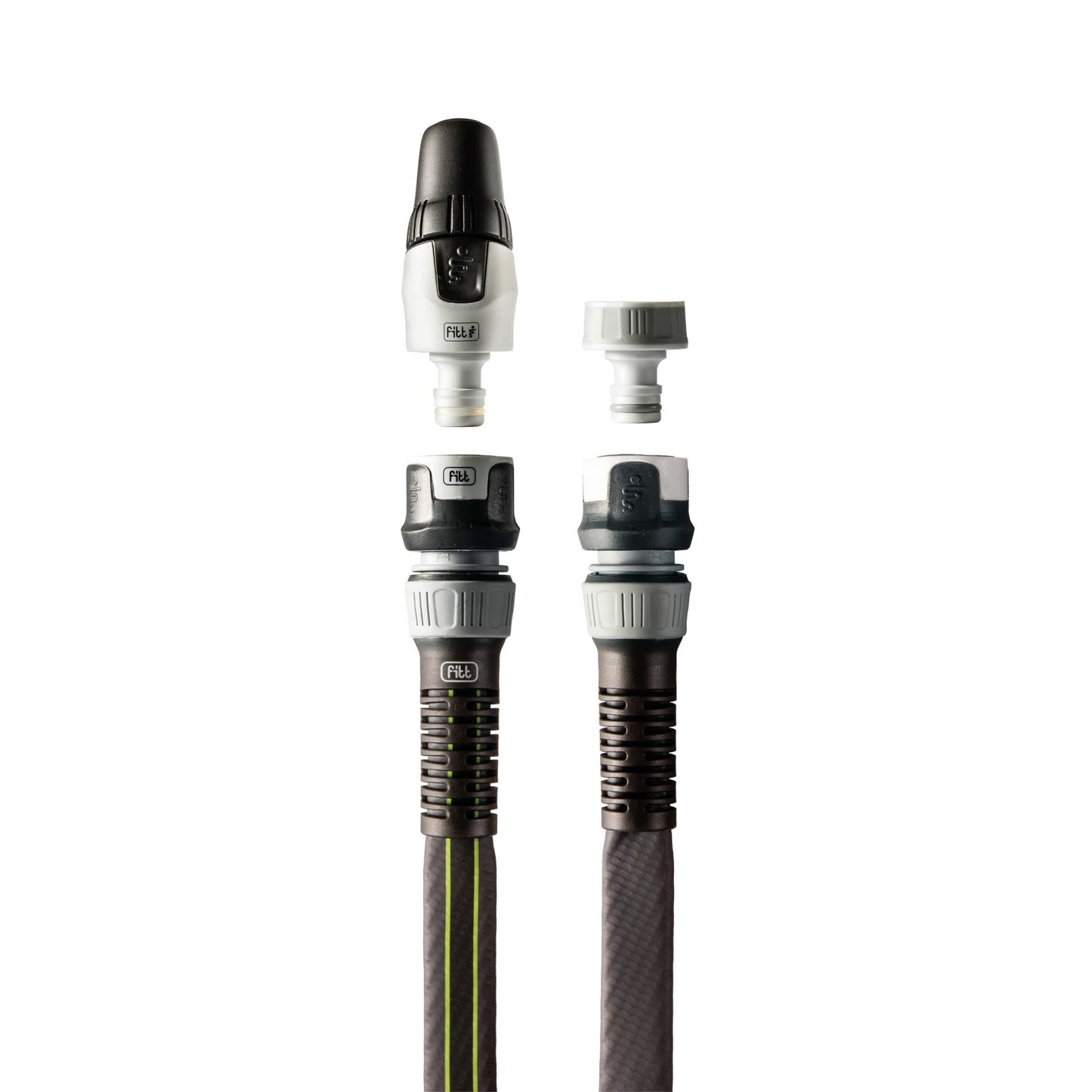 FITT Force 15m, Water Hose for Garden Irrigation, Light, Resistant and Compact, for Intensive Use, with Nozzle, Colour Grey-Lime, -43% CO2e