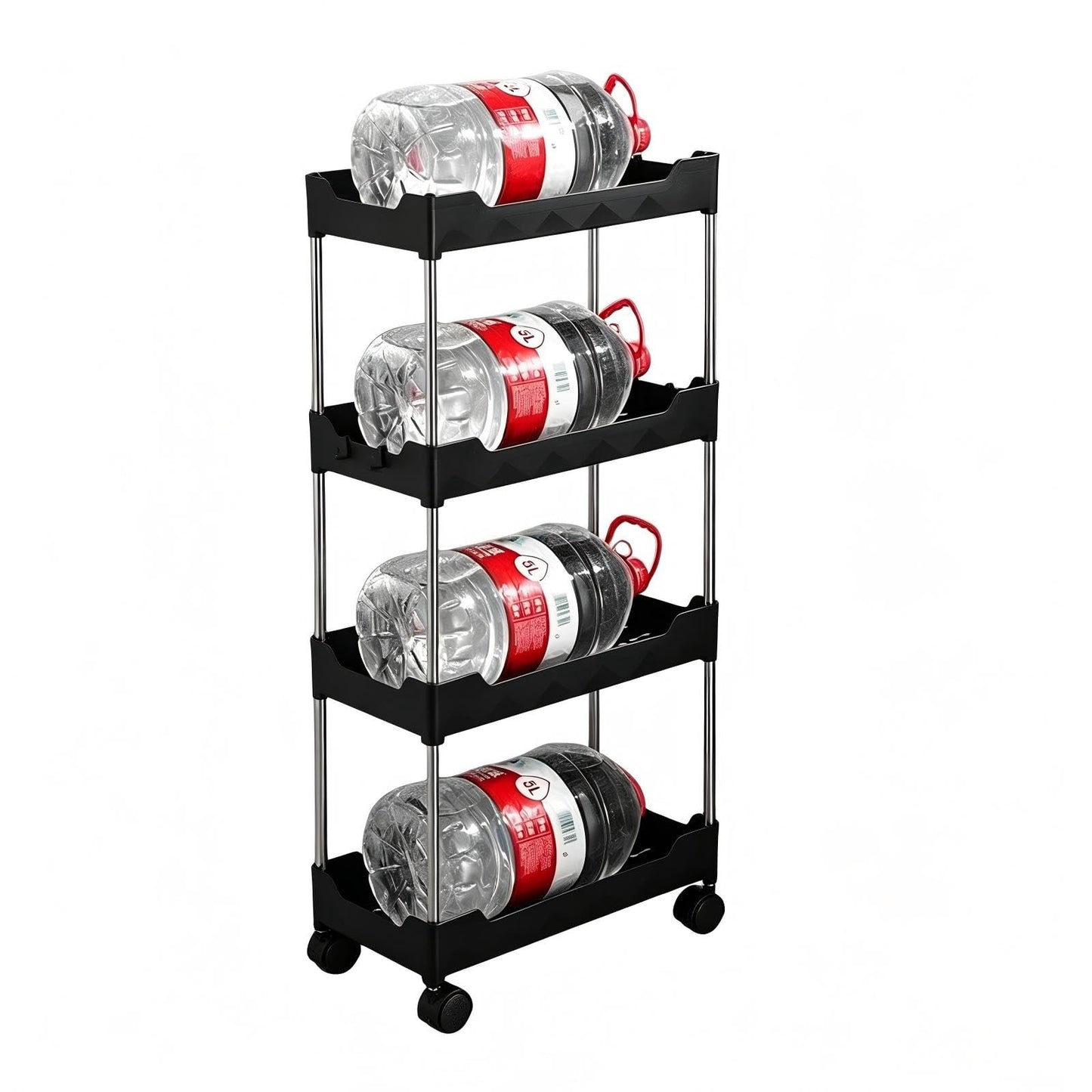 Multibao 4 Tier Slim Slide Out Kitchen Trolley Rack Holder Storage Shelf Organiser with Wheels for Small Spaces Bathroom Kitchen Laundryroom Bedroom