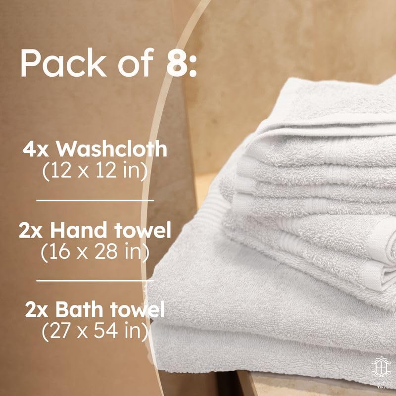 HomeBurg Luxe Set – Washcloths 30 x 30cm, Hand Towels 40 x 70cm & Bath Towels 65 x 137 cm – 100% Cotton, Soft, Absorbent, Easy Care, Versatile