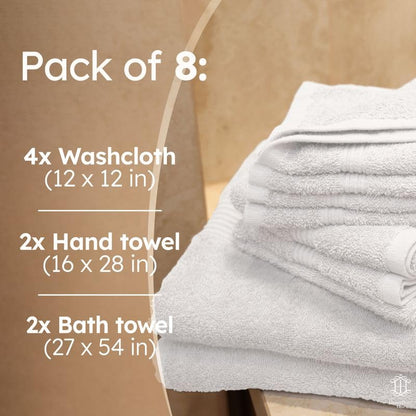 HomeBurg Luxe Set – Washcloths 30 x 30cm, Hand Towels 40 x 70cm & Bath Towels 65 x 137 cm – 100% Cotton, Soft, Absorbent, Easy Care, Versatile