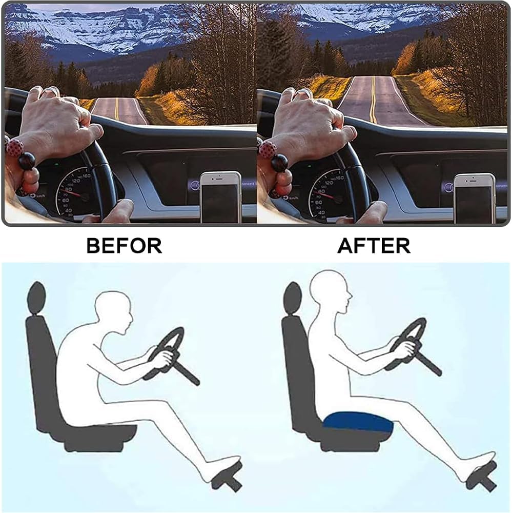Accmuzzy Car Seat Cushion,Memory Foam Adult Car Booster Seat Cushions for Driving,Soft Comfort Driver Cushion for Height,Car Booster Seat for