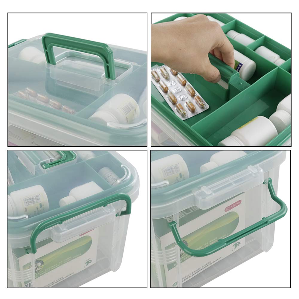 Cadineer Household Plastic First Aid Kit, Plastic Medicine Box, Clear Storage Box