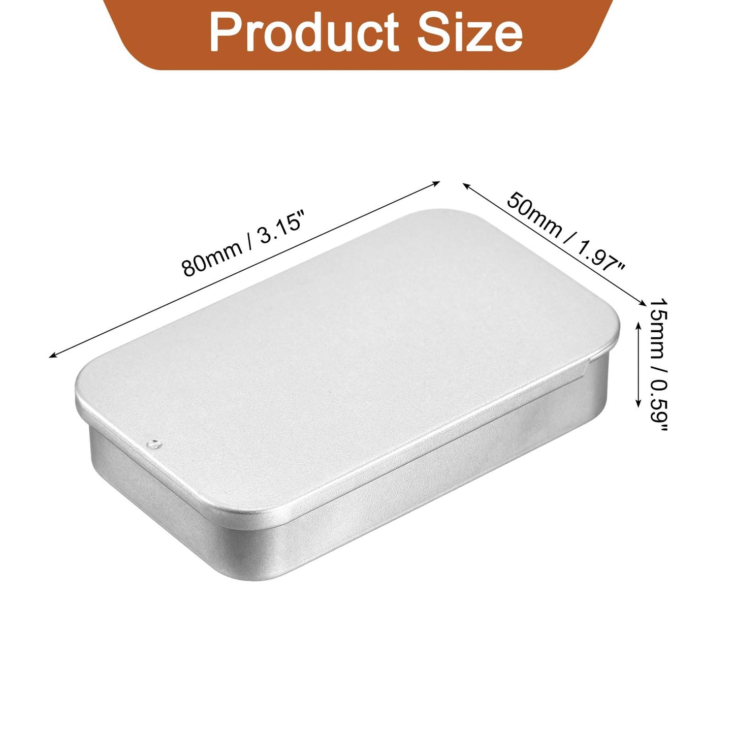 Sourcing Map 2 Pcs Metal Minimalist Storage Box, 3.1x2x0.6 Inch Slide Top Tin Containers Empty Rectangular Storage Box Portable Mini Tin Case for