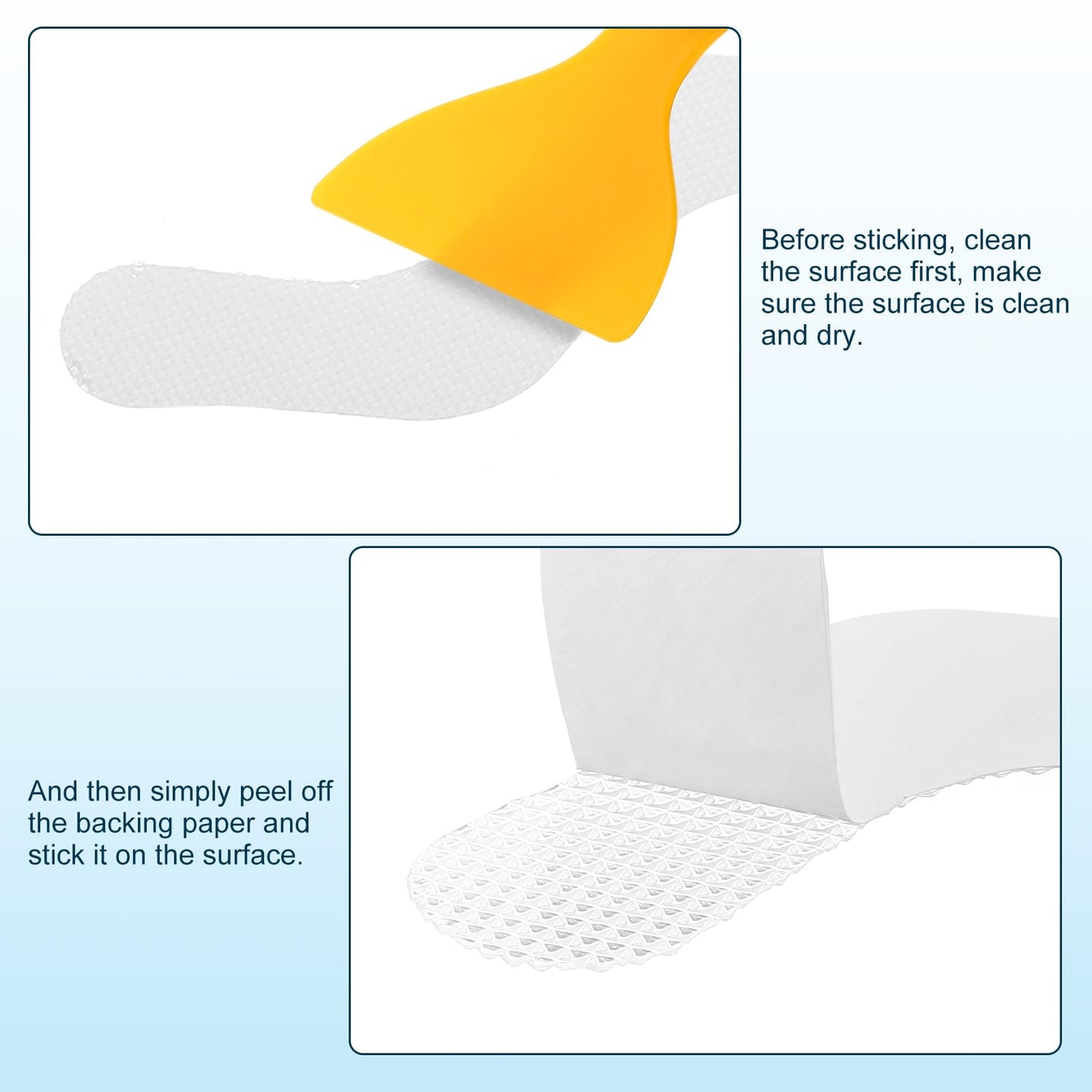 sourcing map 24pcs Non-Slip Bathtub Stickers, Anti Slip Shower Stickers Safety Shower Treads Adhesive Appliques with Scraper for Bath Tub Shower